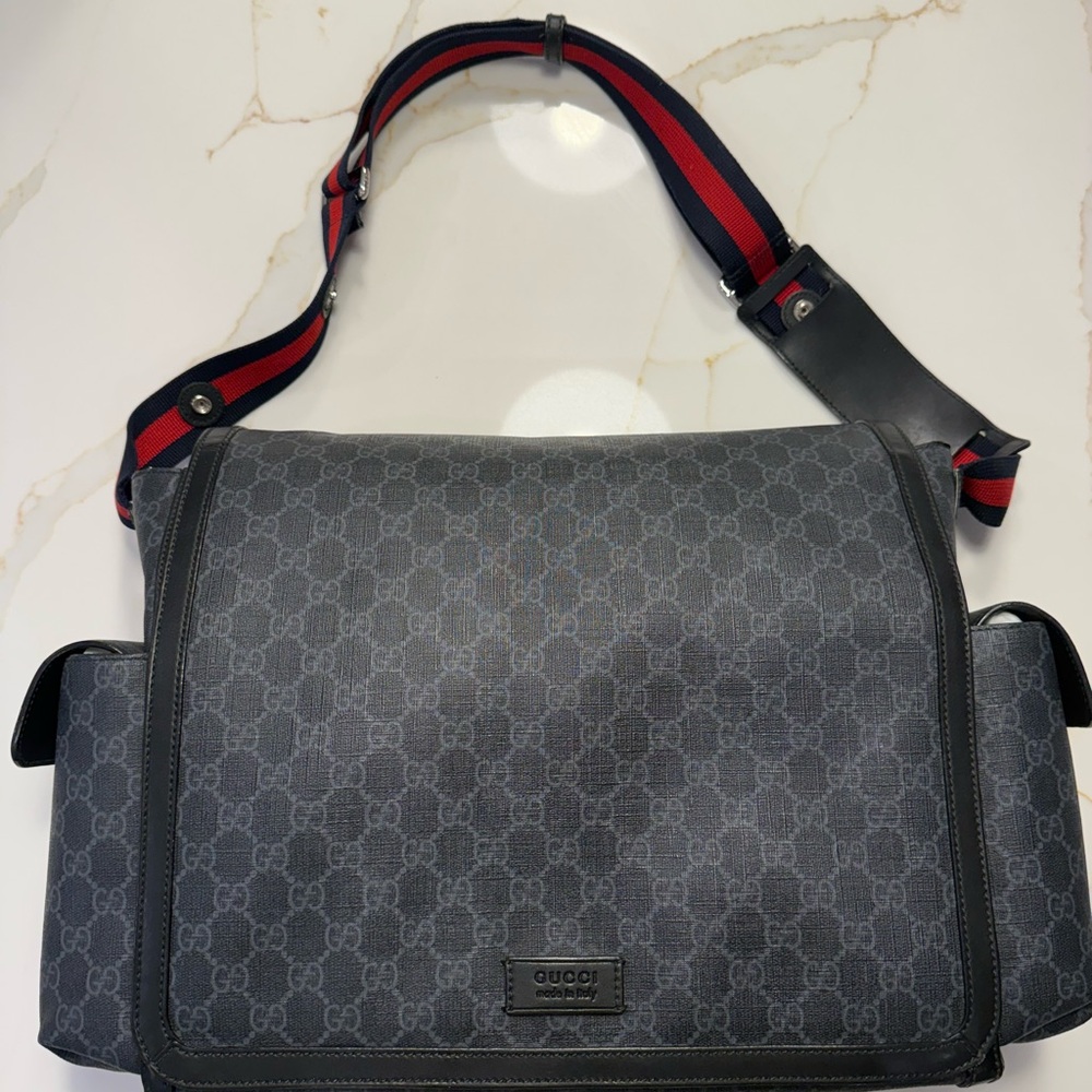 Gucci Gray Monogram Messenger Bag
